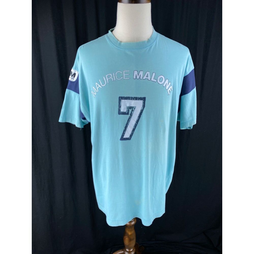 Maurice Malone Vtg 90s‎ Urban Jersey T-Shirt XXXL Hip Hop Blue Y2K Swag